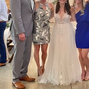 Cream and black print dress